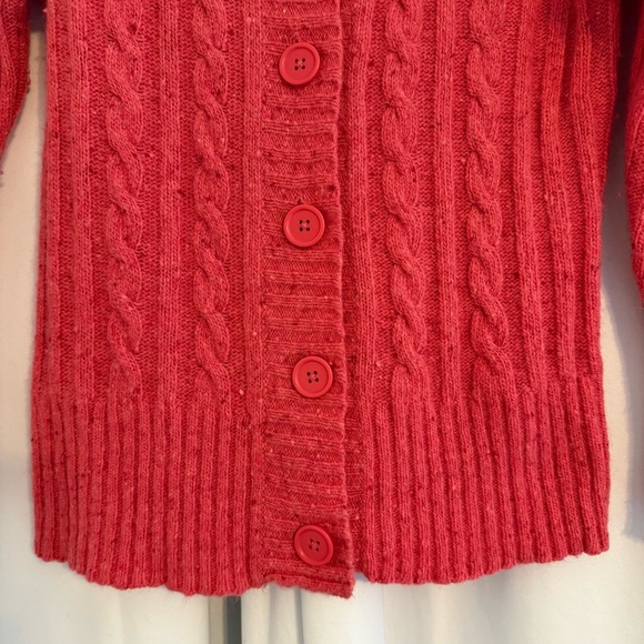 Nine & Company Coral Cable Knit Button Front Cardigan Wool Angora Women’s Medium - Picture 5 of 9